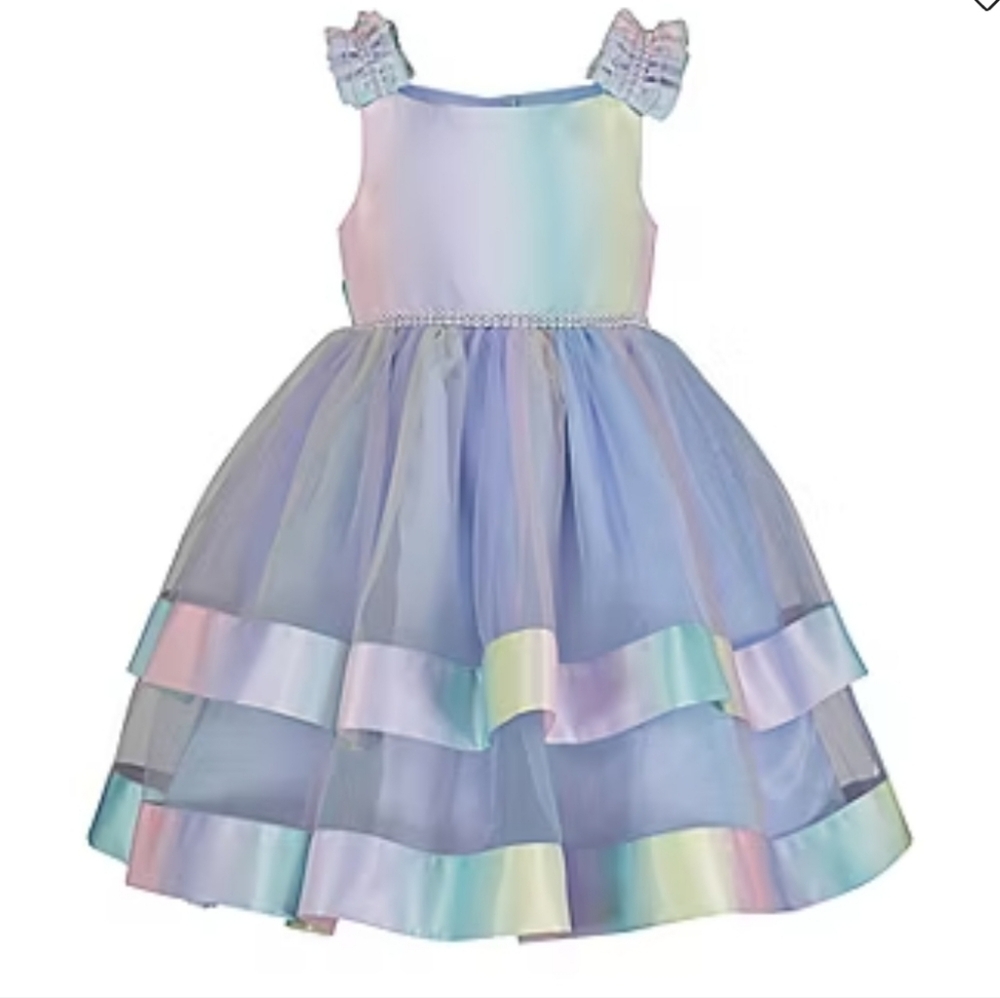 Blueberi Boulevard Girls Multi Color A-Line Dress with Crystals  2T